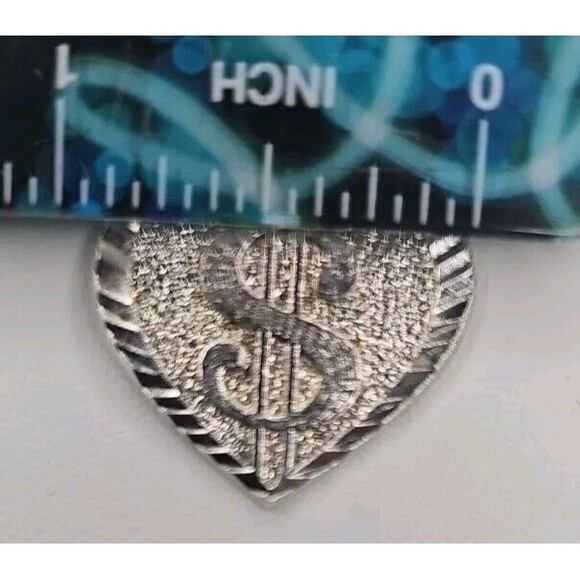 Silver 925 Dollar Sign Heart Pendant Charm - Picture 3 of 5